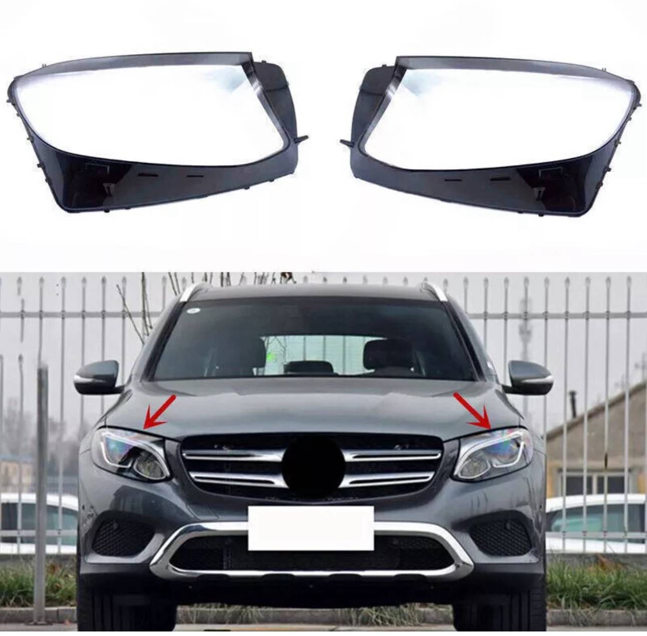 Headlight Clear Lens Cover + Sealant For Mercedes GLC W253 2016-2019